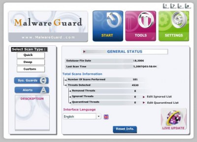 Malwareguard 1.1.0.1 screenshot Malwareguard 1.1.0.1 screenshot