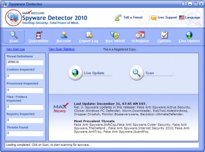 Max Secure Spyware Detector 19.0.0.046 screenshot Max Secure Spyware Detector 19.0.0.046 screenshot