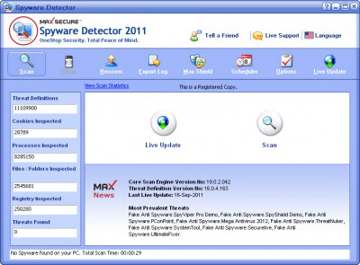 Max Spyware Detector 19.0.2.041 screenshot