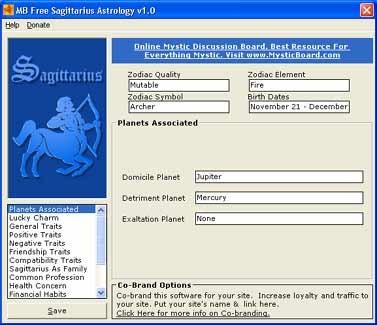 MB Free Sagittarius Astrology 1.10 screenshot