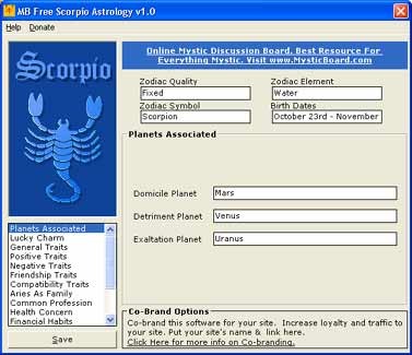 MB Free Scorpio Astrology 1.10 screenshot MB Free Scorpio Astrology 1.10 screenshot