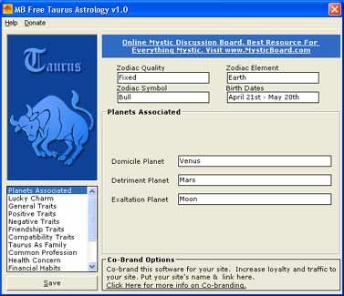 MB Free Taurus Astrology 1.10 screenshot MB Free Taurus Astrology 1.10 screenshot