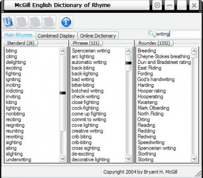 McGill English Dictionary of Rhyme 1.2 screenshot McGill English Dictionary of Rhyme 1.2 screenshot