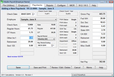 Payroll Check Printing on Medlin Accounting Shareware 2012 Review And Download