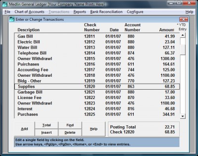 Medlin General Ledger 2008 screenshot