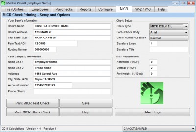 Medlin MICR Check Printing 2006 screenshot Medlin MICR Check Printing 2006 screenshot