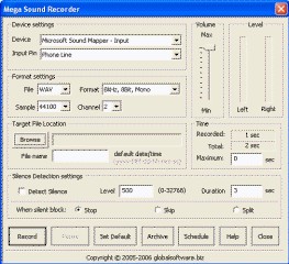 Mega Sound Recorder 1.7 screenshot