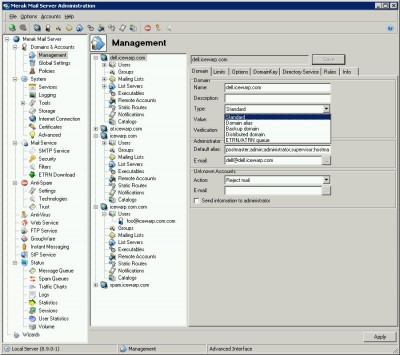 Merak Mail Server 9.2.1 screenshot Merak Mail Server 9.2.1 screenshot