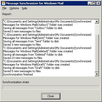 Message Synchronizer for Windows Mail 2.36 screenshot Message Synchronizer for Windows Mail 2.36 screenshot
