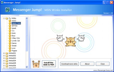 Messenger Jump! MSN Winks Installer 1.22 screenshot