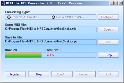 MIDI to MP3 Converter 2.0 screenshot MIDI to MP3 Converter 2.0 screenshot