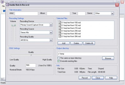 MIDI to OGG 1.0. screenshot MIDI to OGG 1.0. screenshot