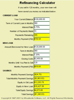 MoneyToys - Refinancing Calculator applet 1.3 screenshot MoneyToys - Refinancing Calculator applet 1.3 screenshot