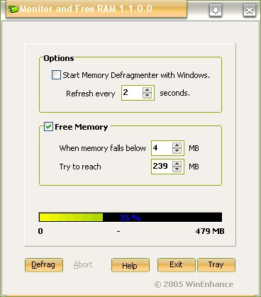 Monitor and Free RAM 1.1 screenshot Monitor and Free RAM 1.1 screenshot