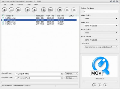 MOV to MPG AVI WMV Converter 3.0.2 screenshot