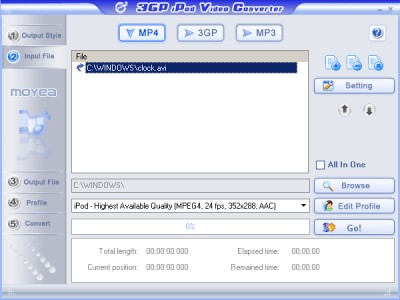 Moyea 3GP PSP iPod Video Converter 1.0.5 screenshot Moyea 3GP PSP iPod Video Converter 1.0.5 screenshot