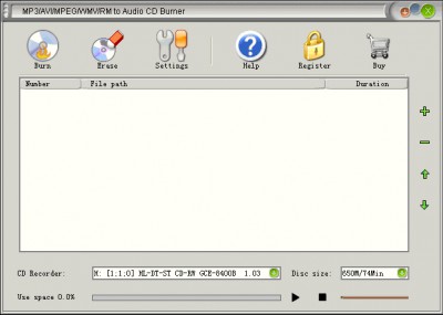 MP3/AVI/MPEG/WMV/RM to Audio CD Burner 1.2.3 screenshot
