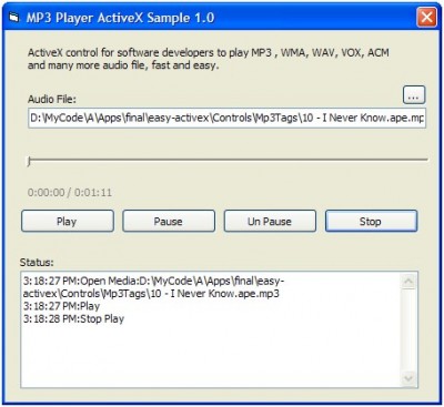 MP3 Player ActiveX (OCX) 1.0 screenshot