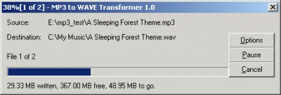 MP3 To Wave Transformer 1.0 screenshot MP3 To Wave Transformer 1.0 screenshot