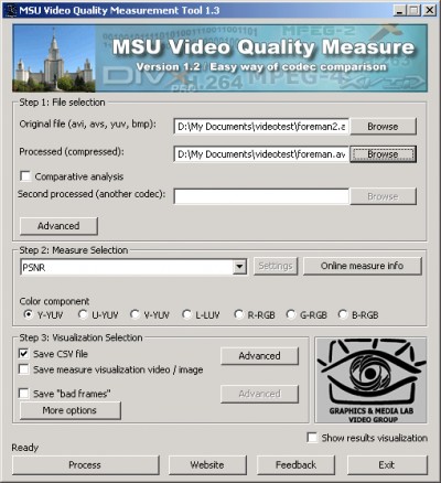 MSU Video Quality Measurement Tool 0.81 screenshot