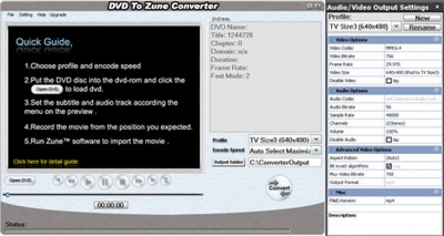 MVT DVD TO ZUNE CONVERTER 3.6.02127 screenshot