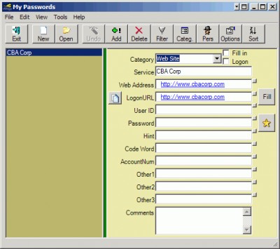 My Passwords 5.0.0.0 screenshot