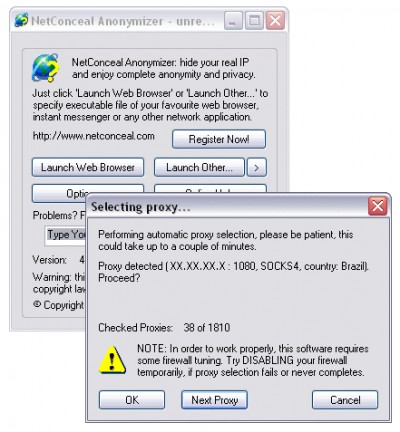 NetConceal Anonymizer 3.7 screenshot NetConceal Anonymizer 3.7 screenshot