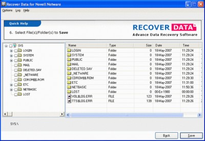 Netware Data Recovery Software 1.0 screenshot Netware Data Recovery Software 1.0 screenshot