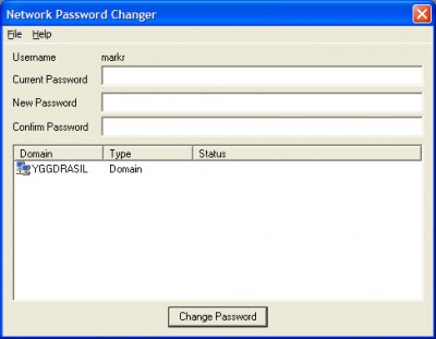 Network Password Changer 1.0 screenshot Network Password Changer 1.0 screenshot