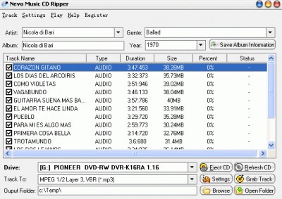 Nevo CD Ripper 2.1 screenshot Nevo CD Ripper 2.1 screenshot