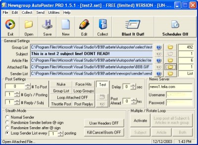 Newsgroup AutoPoster PRO 1.5.2 screenshot Newsgroup AutoPoster PRO 1.5.2 screenshot