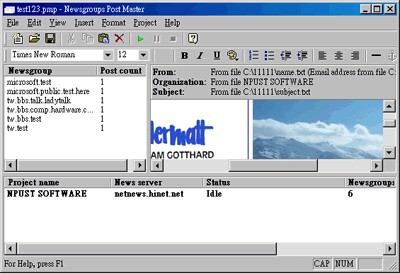 Newsgroups Post Master 8.88 screenshot Newsgroups Post Master 8.88 screenshot