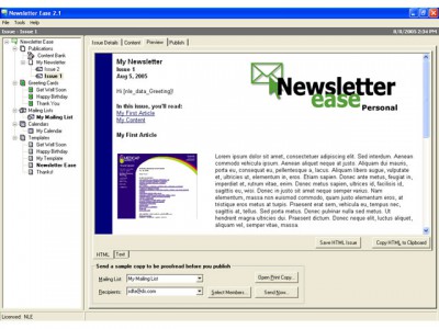 Newsletter Ease 2.02 screenshot