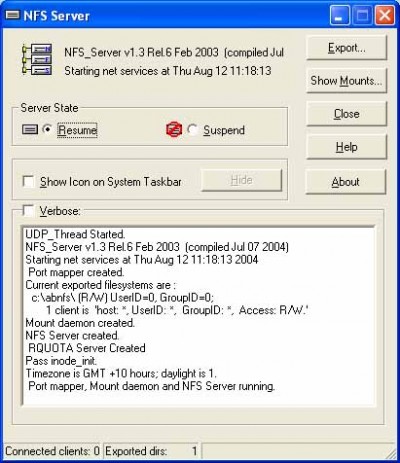 NFS client and server for windows ProNFS 2.7 screenshot NFS client and server for windows ProNFS 2.7 screenshot