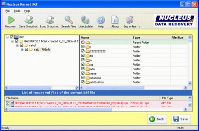 Nucleus Kernel BKF Repair Software v4.05.01 screenshot