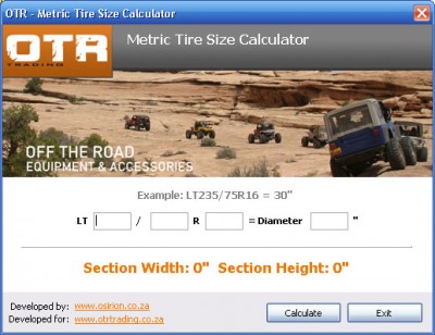 Off The Road Metric Tire Size Calculator 1 screenshot