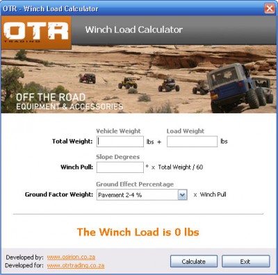 Off The Road Winch Load Calculator 1 screenshot Off The Road Winch Load Calculator 1 screenshot