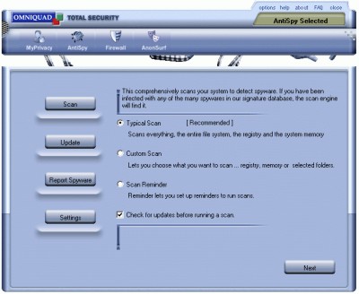 Omniquad AntiSpy 4.4.2 screenshot