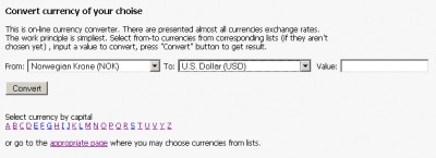 Online Currency Converter 1.00 screenshot