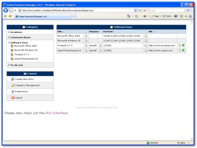 Online Password Manager 4.1 screenshot