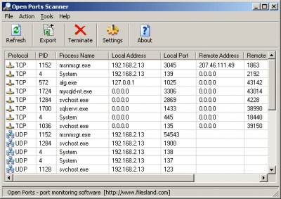 Open Ports Scanner 2.3 screenshot Open Ports Scanner 2.3 screenshot