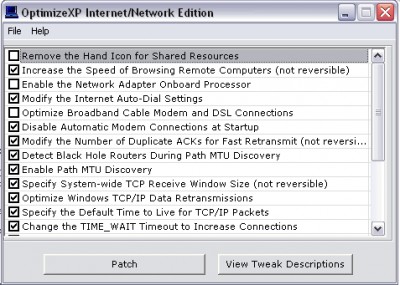 OptimizeXP Internet/Network Edition 1.0 screenshot OptimizeXP Internet/Network Edition 1.0 screenshot