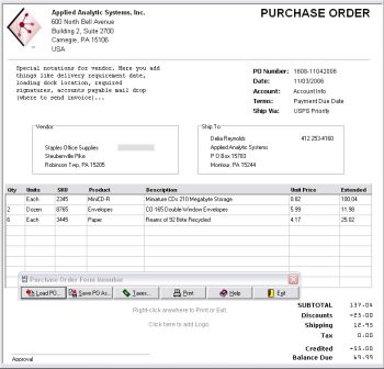 OrderGen Purchase Order Form 1.0 screenshot