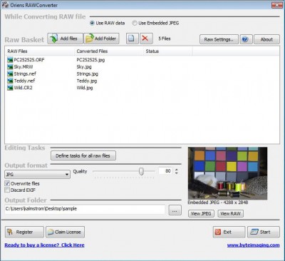 Oriens RAWConverter 1.2 screenshot Oriens RAWConverter 1.2 screenshot
