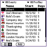 OurAgenda Calendar event manager(Palm OS) 1.0 screenshot