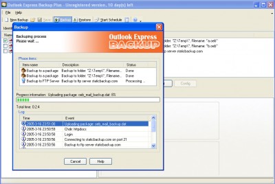 Outlook Express Backup Plus 2.7 screenshot Outlook Express Backup Plus 2.7 screenshot