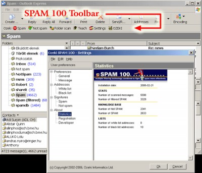 Outlook Express SPAM 100 v2.3.12 screenshot