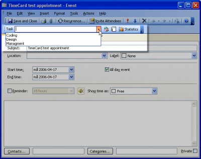 Outlook TimeCard 3 screenshot Outlook TimeCard 3 screenshot