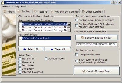 OutSource-XP 2.0.9 screenshot OutSource-XP 2.0.9 screenshot
