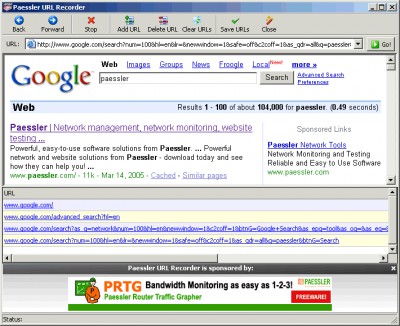 Paessler URL Recorder 1.0 screenshot Paessler URL Recorder 1.0 screenshot